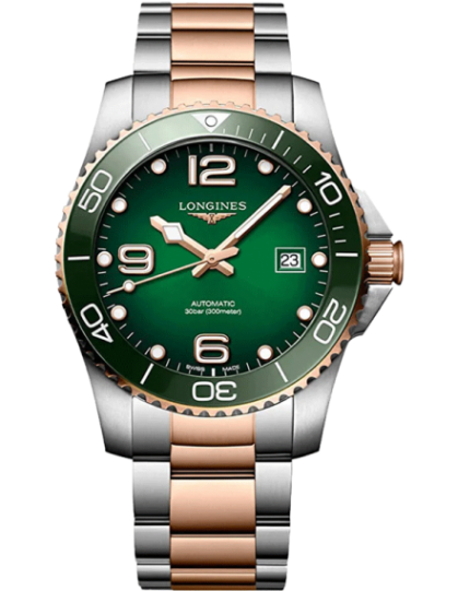 Longines Hydroconquest Two Tone Green Dial 41 MM Automatic Watch L37813087 - $1,615.00