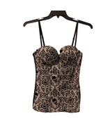 Spirit Sexy Size L Damask Skulls Flocked Bustier corset pinup Boudoir Black - $37.89 CAD