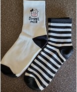 Two (2) Pair ~ 1-Sweet Milk Cow Graphic &amp; 1-Striped Pattern ~ Crew Socks... - $28.06 CAD
