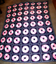 Vintage Afghan Crochet Pink Circle 55&quot;x76&quot; Blanket Handmade Throw Bed Couch - £39.56 GBP