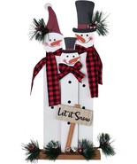 Snowman Table Top Decoration Wood Xmas Sign, Decorative Snowman with Buf... - £16.80 GBP