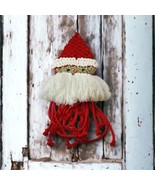 Vintage MCM Mid Century Christmas Holiday Decor 19&quot; Macrame Santa Wall H... - $57.53 CAD