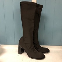 Vtg 90’s ASSETS LONDON 9.5 Pull On Knee High Brown Boots Chunky Heels Stretchy - £77.07 GBP