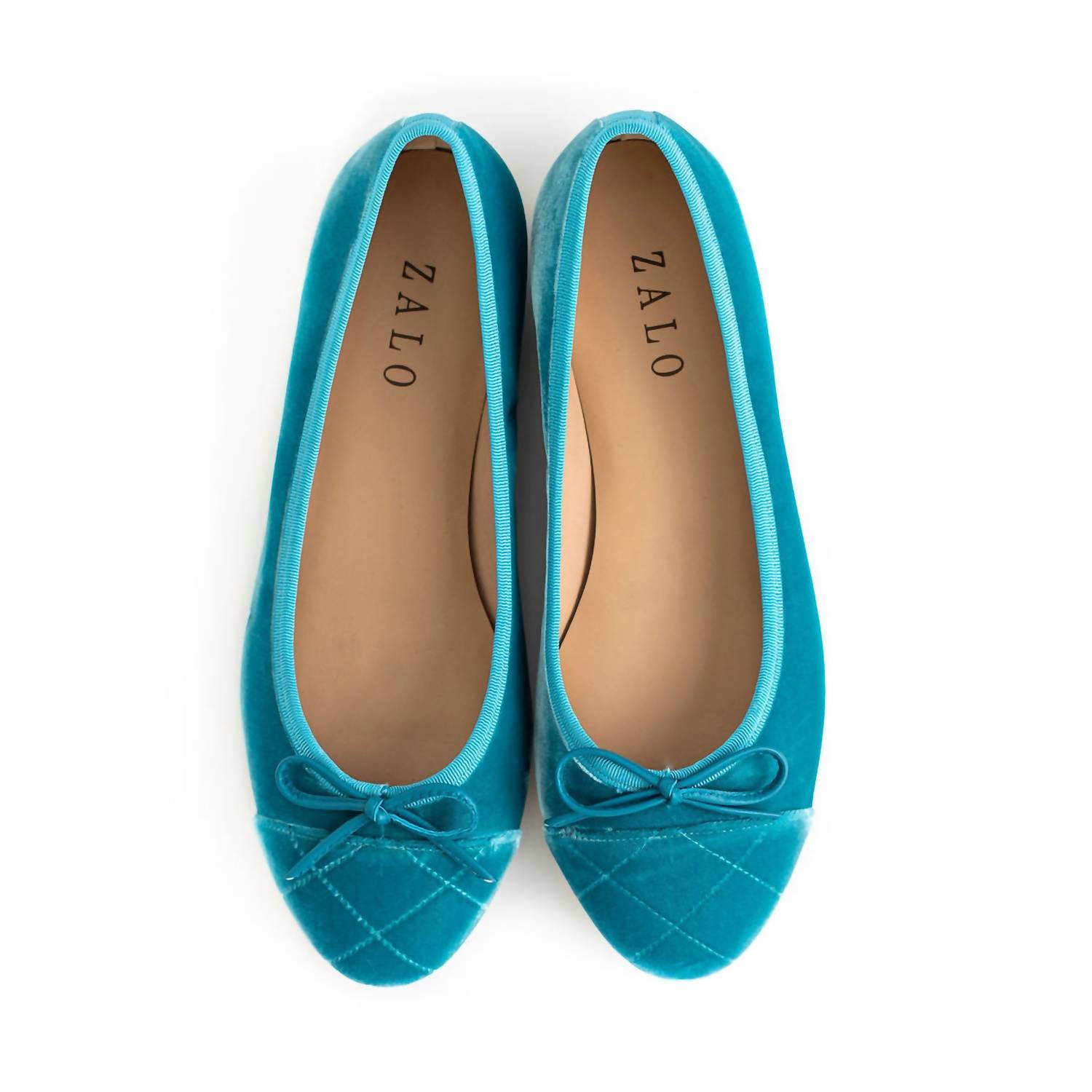 House Of Zalo women's beba velvet flat shoe in Turquoise