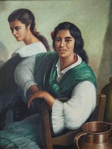 Juan Sanchez Garrido Spanish Artist 1965 Oil Painting Two Spanish Girls 65 x 50 - £503.75 GBP