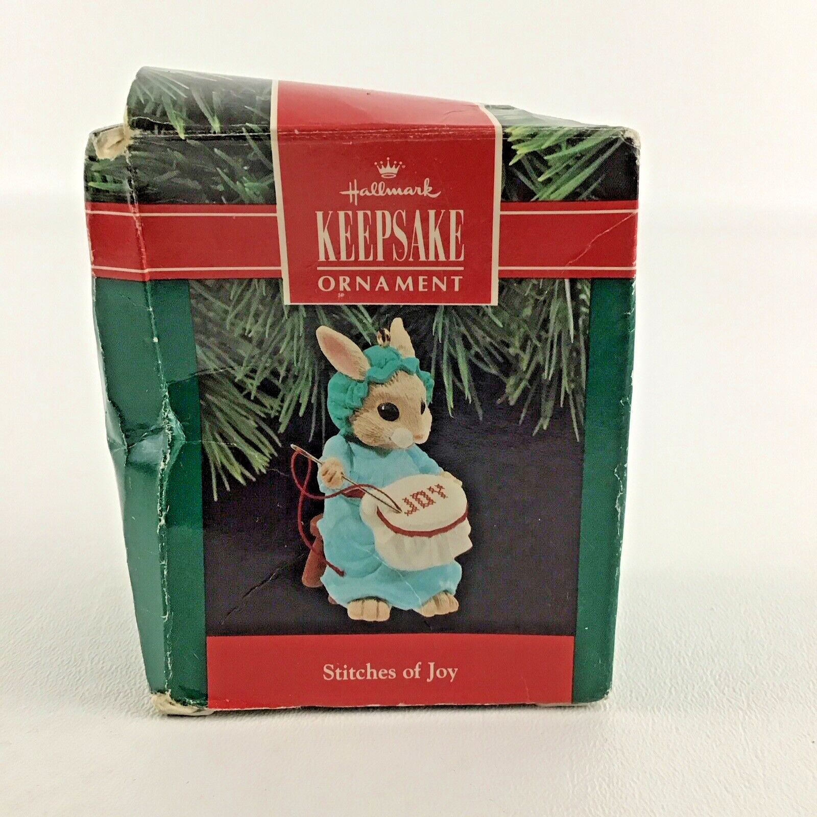 Primary image for Hallmark Keepsake Ornament Stitches Of Joy Handcrafted Bunny Vintage 1990 New