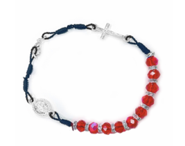 Red Glass Bead Bracelets With Crucifix And Miraculous Charm - £31.59 GBP
