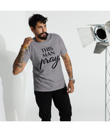 Men&#39;s Premium Heavyweight &#39;This Man Prays&#39; T-Shirt by Roaring Faith Wear - $43.99+