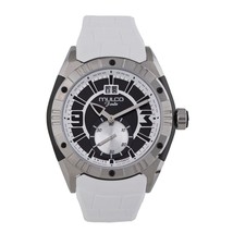NEW Mulco MW1-18265-015 Unisex Fondo Croco Silver/Black Dial White Rubber Watch - $108.85