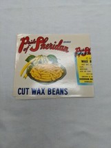 Pride Of Sheridan Cut Wax Beans Vegetable Can Label - £5.31 GBP