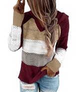 Shein Women&#39;s Block Hoodies Sweater Long Sleeve Casual Loose Knitted Pul... - $27.16 CAD