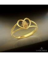 Dainty Gold Hamsa Heart Ring for Women, 10K/14K, Yellow, White, Rose Gold - $129.99 - $179.99