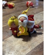 Vintage Wooden Christmas Ornaments Lot Santa, Angel, &amp; Jogging Santa - $177.33 MXN