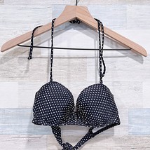 California Waves Polka Dot Strappy Halter Bikini Top Black White Womens ... - $11.87