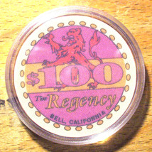 (1) $100. Regency Casino Chip - Bell, California - 1981 - $19.95
