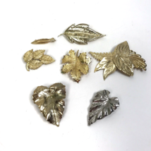 Vintage Brooch Lot Scarf Clips Metal Leaf Fall Retro Mod Nature Pins - £15.52 GBP