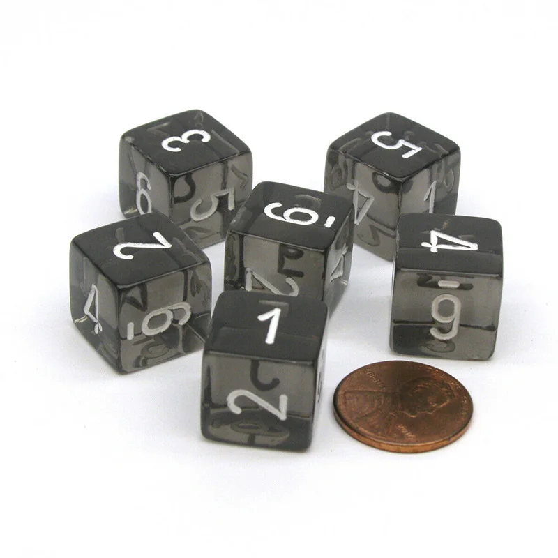 10pcs/set Transparent Black/Yellow Digital Dice d Game Accessories 16mm - £82.61 GBP