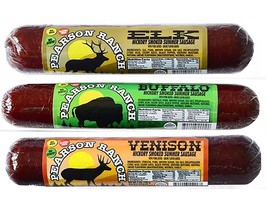 Pearson Ranch Game Meat Summer Sausage Pack of 3 – Elk, Buffalo, Venison - $42.06