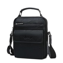 JEEP BULUO Men Messenger Bag High Quality Handbags Man&#39;s Black Business Split Le - £51.62 GBP