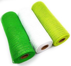 Green Spring Decorative 10&quot; Wide, 10yd Foil Mesh Rolls (White, Green, Lt... - £17.99 GBP