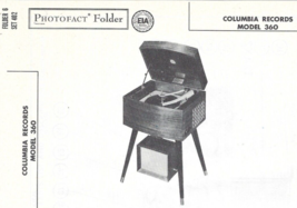 1958 Columbia 360 Record Player Radio Photofact Manual Phonograph Amplifier - £7.42 GBP