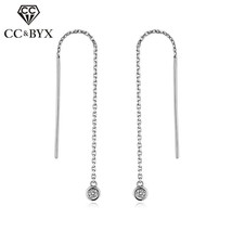 CC Drop Earrings For Women Sterling S925 Silver Jewelry Cubic Zirconia Round Sto - £11.28 GBP