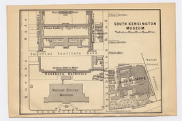 1894 Original Antique Map Of Victoria And Albert Museum South Kensington London - £21.46 GBP