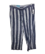 Old Navy Linen Blend Pants Wide Leg Size Large Blue Stripe Womens NEW Bo... - $49.72