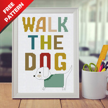 Walk the Dog reminder Free cross stitch PDF pattern - $0.00