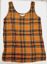 NEW Real Clothes Saks 5th Av Sleeveless Rayon Cami Top Shirt Mustard Plaid P VTG - £33.78 GBP