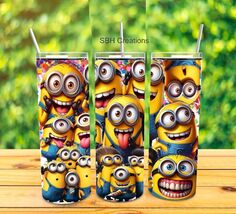 20oz Movie Minions theme  theme  insulated Tumbler with sliding lid &amp; 2 ... - $19.80