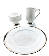 Royal Victoria English Fine Bone Dessert Set 3 Pcs Coffee Sherbert Plate... - £20.66 GBP