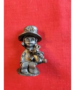 Michael Ricker Pewter Sculpture 2 ½ inch Girl in Hat w/ Teddie Bear - £39.00 GBP