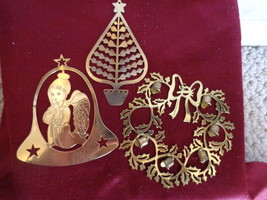 Three Brass Duchin &amp; Hallmark Cards Ornaments (#2751) - £14.93 GBP