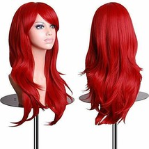 Long Red Wig Wavy Hair Wig with Waves Mardi Gras Wig 28&quot; - £21.56 GBP