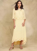 Together Lemon Beaded Hi Low Hem Maxi Dress PLUS Size UK 18 (fm138-2) - $74.05