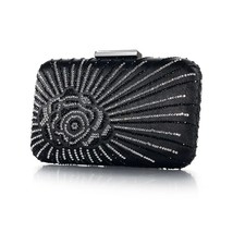 NUPHIA 2018 New Hard Satin Box Clutch Evening Bags with Crystals for Party Eveni - £56.03 GBP