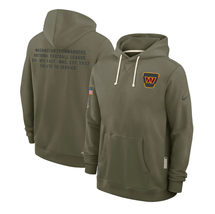 Mens Olive Commanders 2025 Salute to Service Sideline Pullover Hoodie Wa... - $69.90
