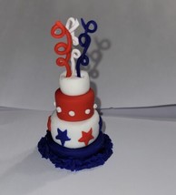 Dollhouse Patriotic Layer Cake Decorated Red White And Blue - £7.86 GBP