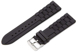 24mm Silicone Rubber Watch Band Strap Fit Ti Bridge Admiral&#39;s Diver Black Silver - £14.34 GBP