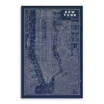 HomeRoots 399006 48 x 32 in. Indigo &amp; White Aerial New York Map Canvas W... - £190.76 GBP