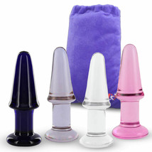 LeLuv Butt Plug Beginner 5 Inch Glass Anal Toy with Premium Padded Pouch - £22.65 GBP