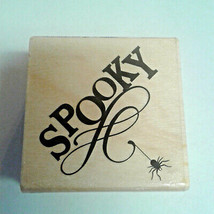 Spooky Spider Rubber Stamp NEW Halloween Holiday Craftsmart Wood Mount - £1.58 GBP