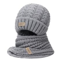 Wander Agio Women&#39;s Winter Wool Knit Beanie &amp; Scarf Set Black 1 - $6.52 CAD