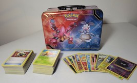 POKEMON Collectors Tin Lunchbox Volcanion Magearna SunMoon 2016 with 200+ Cards - $15.85