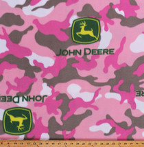 Fleece John Deere Logos Pink Camouflage Camo Fleece Fabric Print by Yard A347.12 - £8.67 GBP