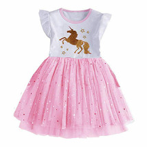 NEW Gold Unicorn Girls Pink Tutu Dress 3-4 4-5 5-6 6-7 7-8 - £5.10 GBP+