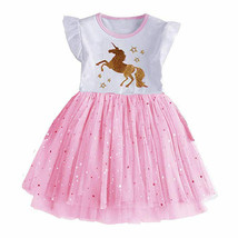 NEW Gold Unicorn Girls Pink Tutu Dress 3-4 4-5 5-6 6-7 7-8 - £4.77 GBP+