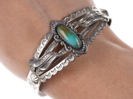 Bell Trading Post Fred Harvey Era Native American Sterling/turquoise Heavy stamp - £136.88 GBP