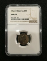 Greece 50 lepta 1926 B, NGC MS65, Second Hellenic Republic (1924 - 1935) - £75.09 GBP